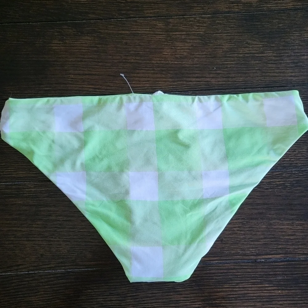 New Solid & Striped The Elle Reversible Pistachio Gingham Bikini Bottom Small